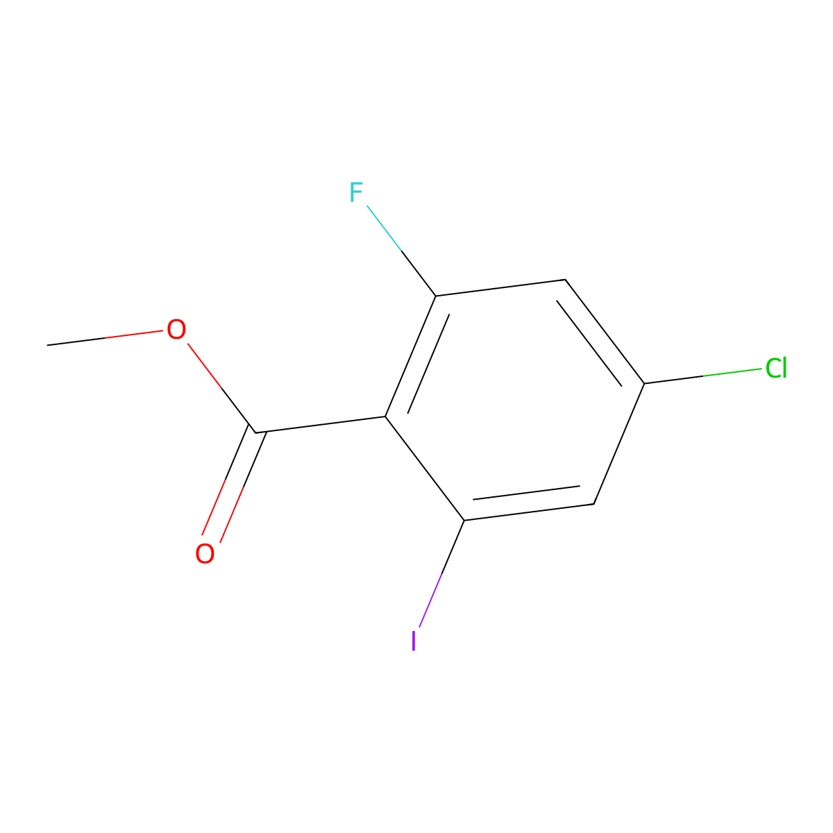 Methyl 4-chloro-2-fluoro-6-iodobenzoate molecular structure, CAS 1401251-30-6