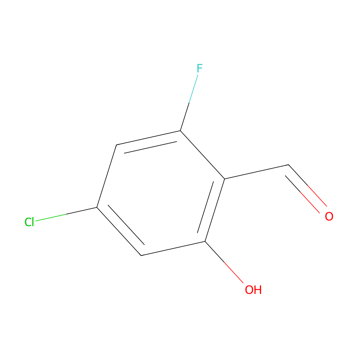 4-Chloro-2-fluoro-6-hydroxybenzaldehyde molecular structure, CAS 1401251-45-3