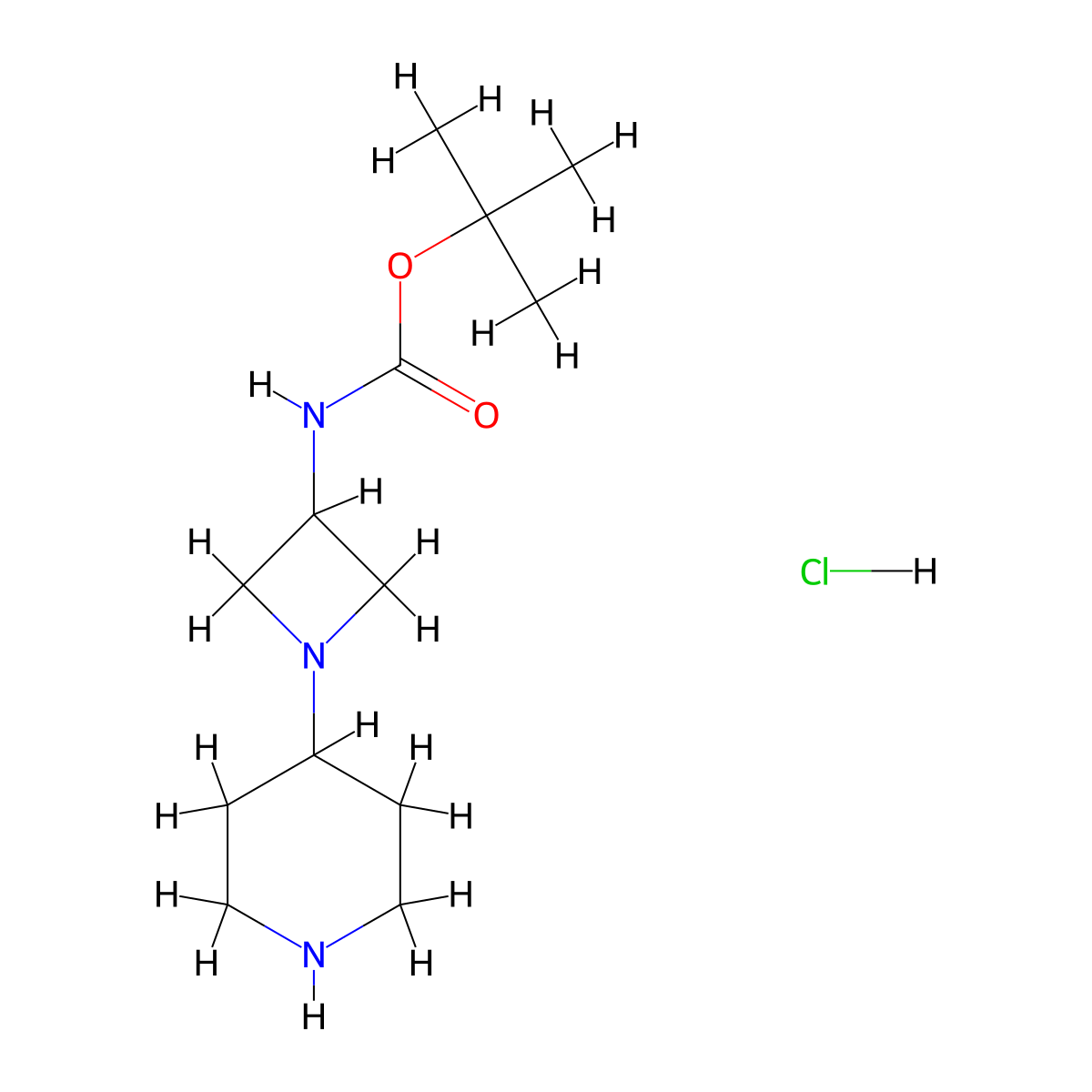 tert-Butyl (1-(piperidin-4-yl)azetidin-3-yl)carbamate hydrochloride molecular structure, CAS 1401298-86-9