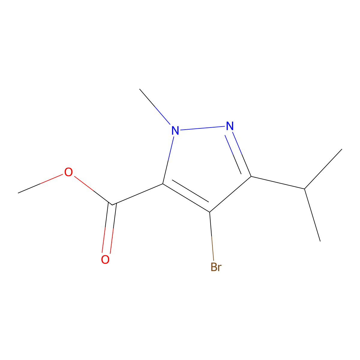 methyl 4-bromo-3-isopropyl-1-methyl-1H-pyrazole-5-carboxylate molecular structure, CAS 1401319-07-0