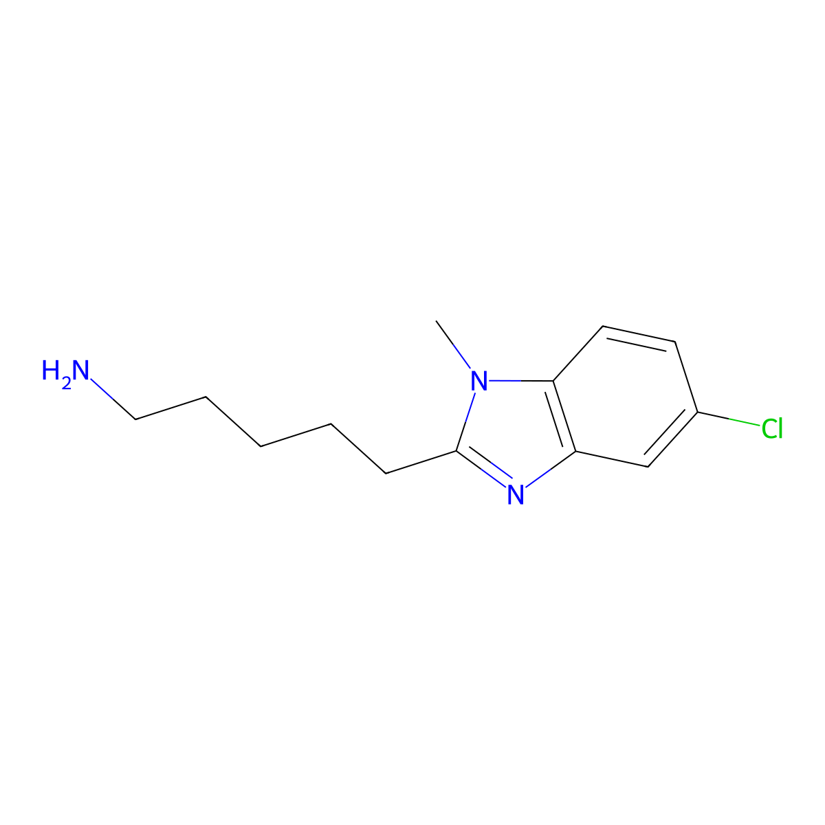 5-(5-chloro-1-methyl-1H-benzimidazol-2-yl)pentan-1-amine molecular structure, CAS 1401319-15-0