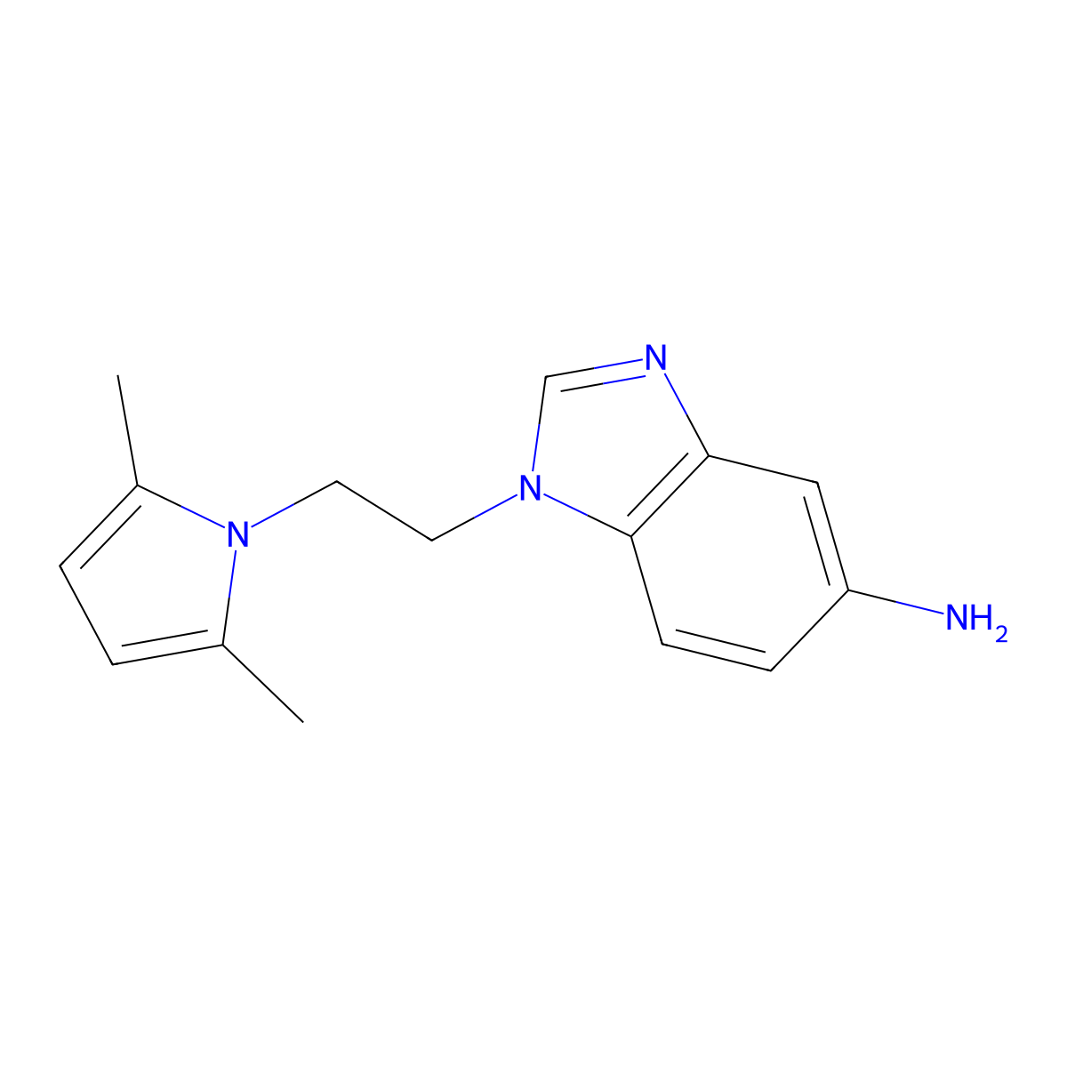 1-(2-(2,5-dimethyl-1H-pyrrol-1-yl)ethyl)-1H-benzo[d]imidazol-5-amine molecular structure, CAS 1401319-17-2