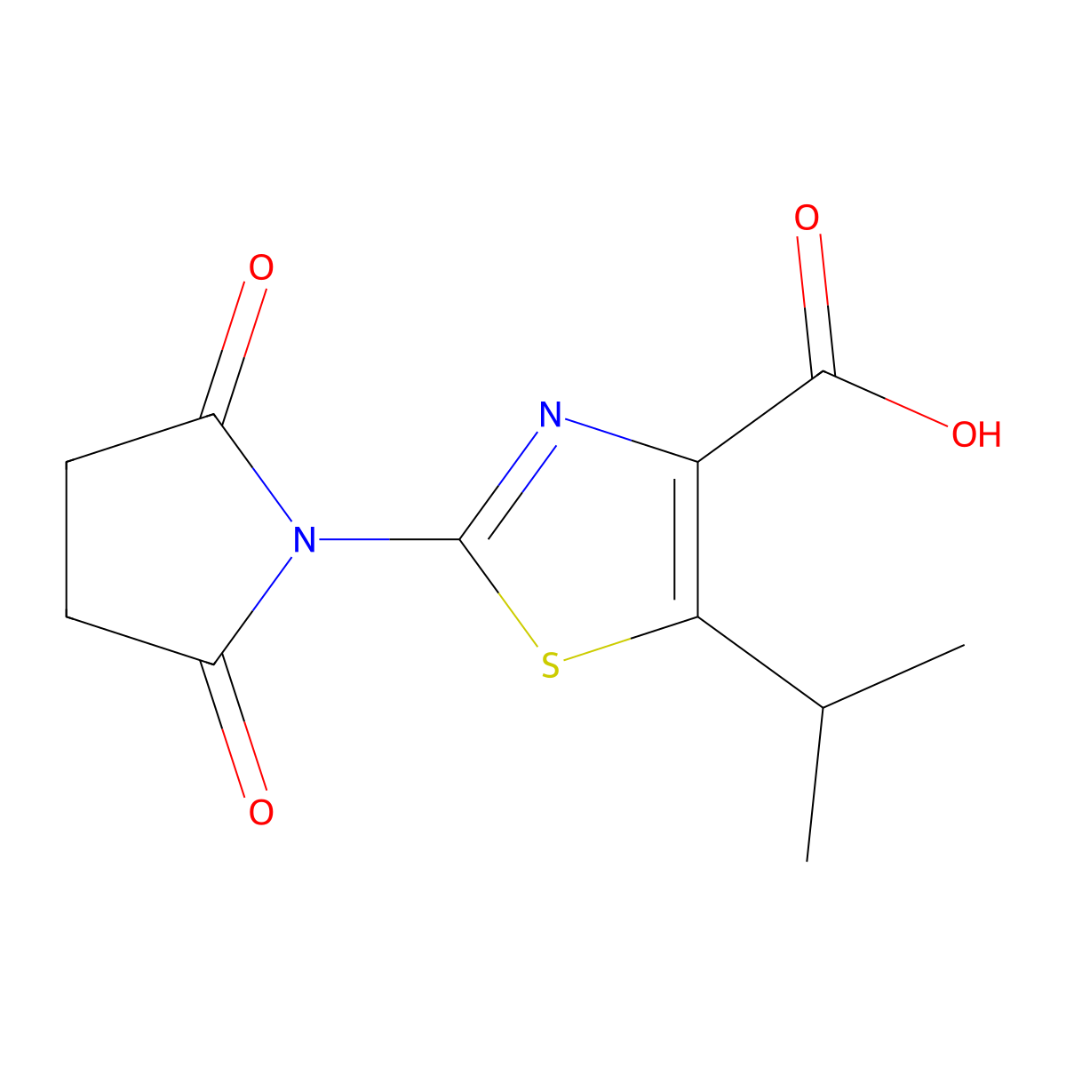 2-(2,5-Dioxopyrrolidin-1-yl)-5-isopropylthiazole-4-carboxylic acid molecular structure, CAS 1401319-23-0