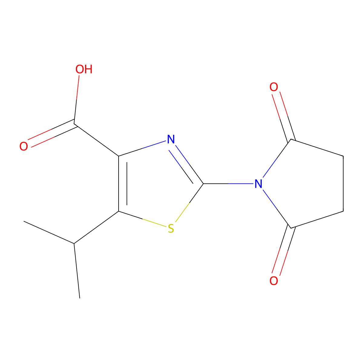 2-(2,5-Dioxopyrrolidin-1-yl)-5-isopropylthiazole-4-carboxylic acid molecular structure, CAS 1401319-23-0