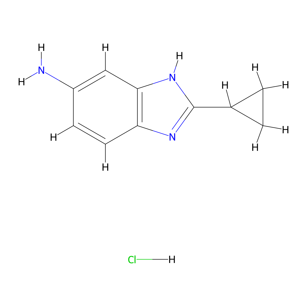 2-cyclopropyl-1H-benzo[d]imidazol-6-amine hydrochloride molecular structure, CAS 1401319-29-6