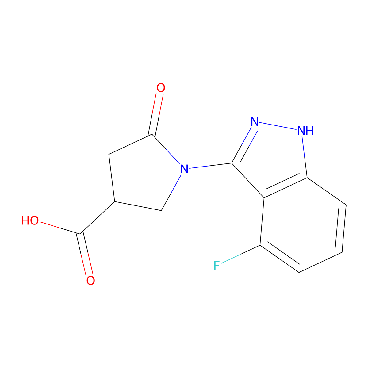 1-(4-fluoro-1H-indazol-3-yl)-5-oxopyrrolidine-3-carboxylic acid molecular structure, CAS 1401319-44-5