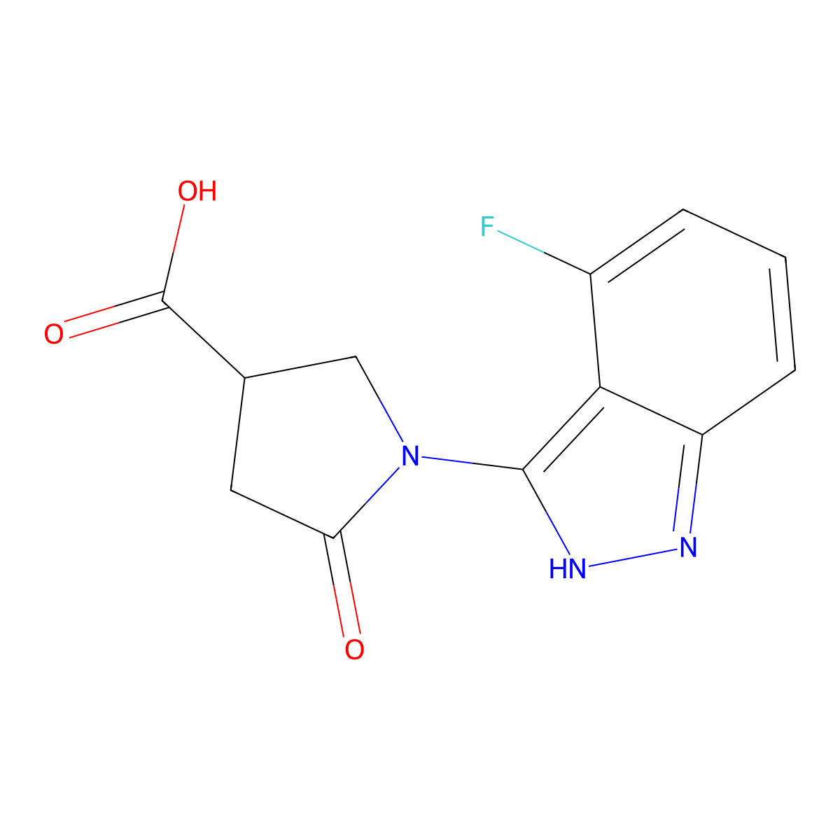 1-(4-fluoro-1H-indazol-3-yl)-5-oxopyrrolidine-3-carboxylic acid molecular structure, CAS 1401319-44-5