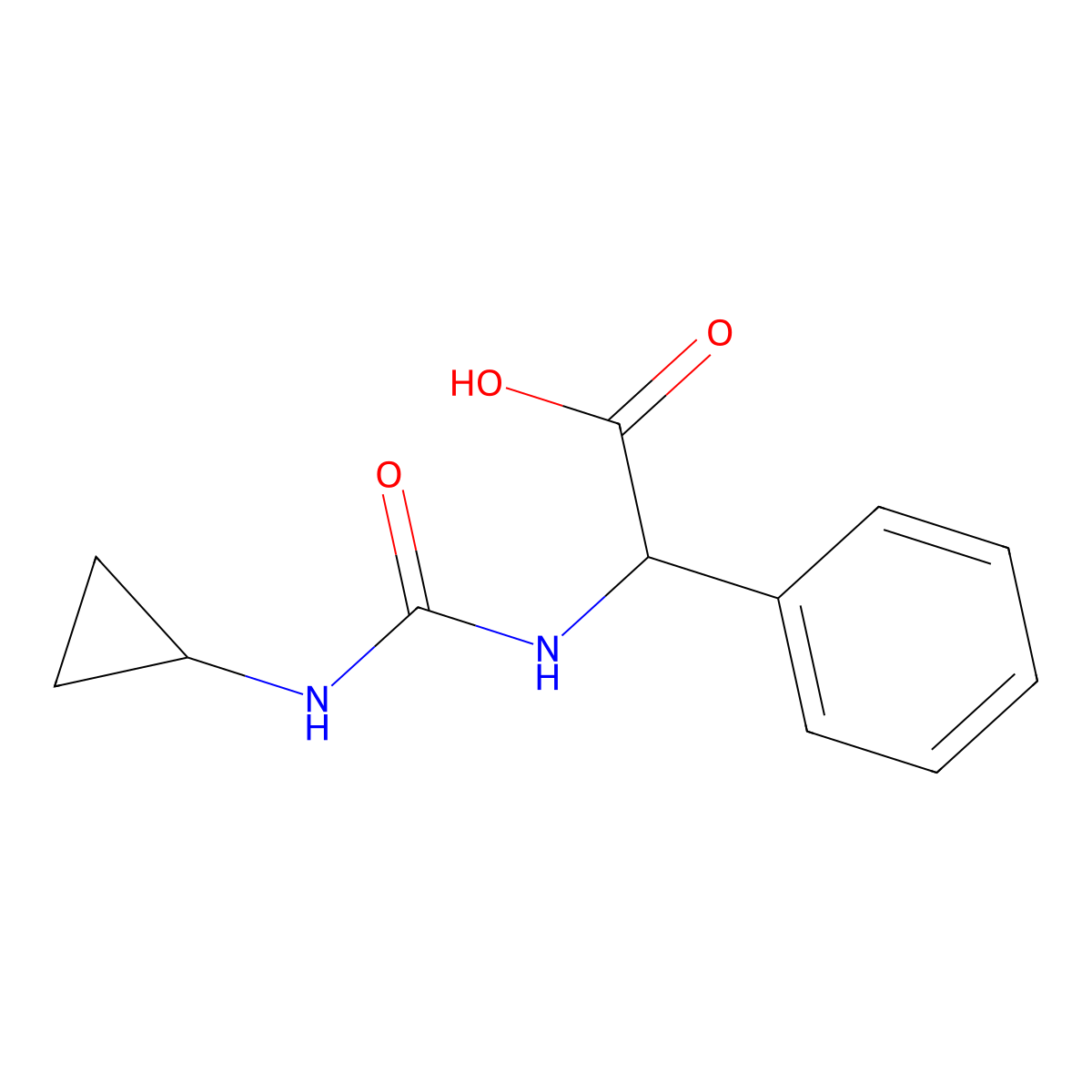 (S)-2-(3-cyclopropylureido)-2-phenylacetic acid molecular structure, CAS 1401320-37-3