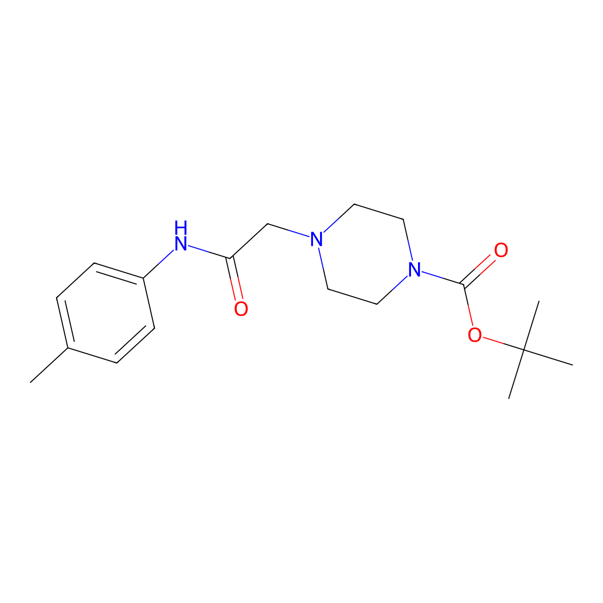 tert-Butyl 4-{[(4-methylphenyl)carbamoyl]methyl}piperazine-1-carboxylate molecular structure, CAS 1401333-60-5