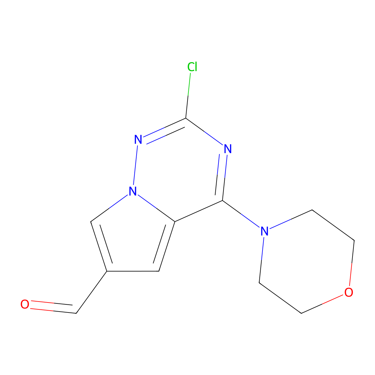 2-Chloro-4-(morpholin-4-yl)pyrrolo[2,1-f][1,2,4]triazine-6-carbaldehyde molecular structure, CAS 1401334-36-8