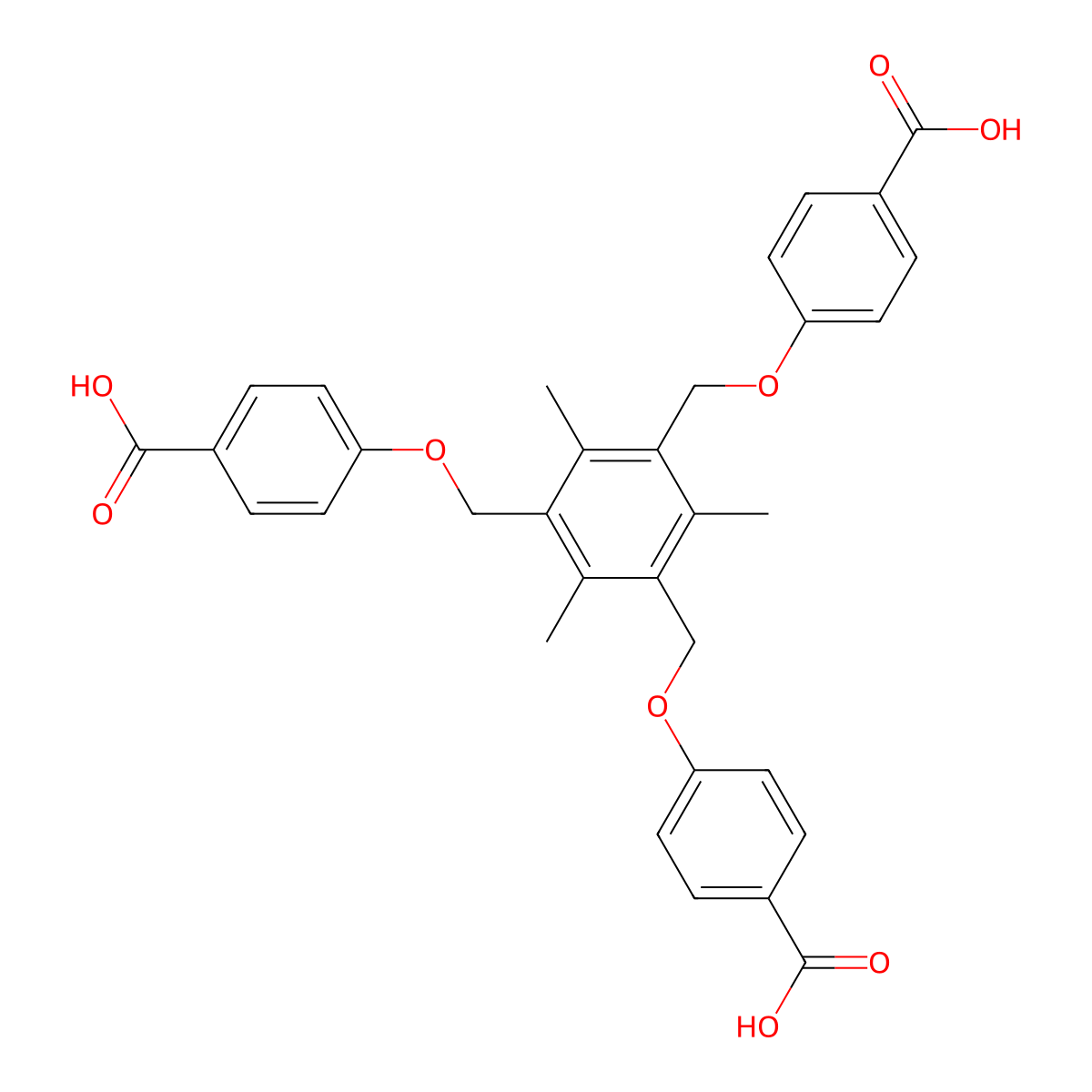 4,4',4''-(((2,4,6-Trimethylbenzene-1,3,5-triyl)tris(methylene))tris(oxy))tribenzoic acid molecular structure, CAS 1401343-31-4