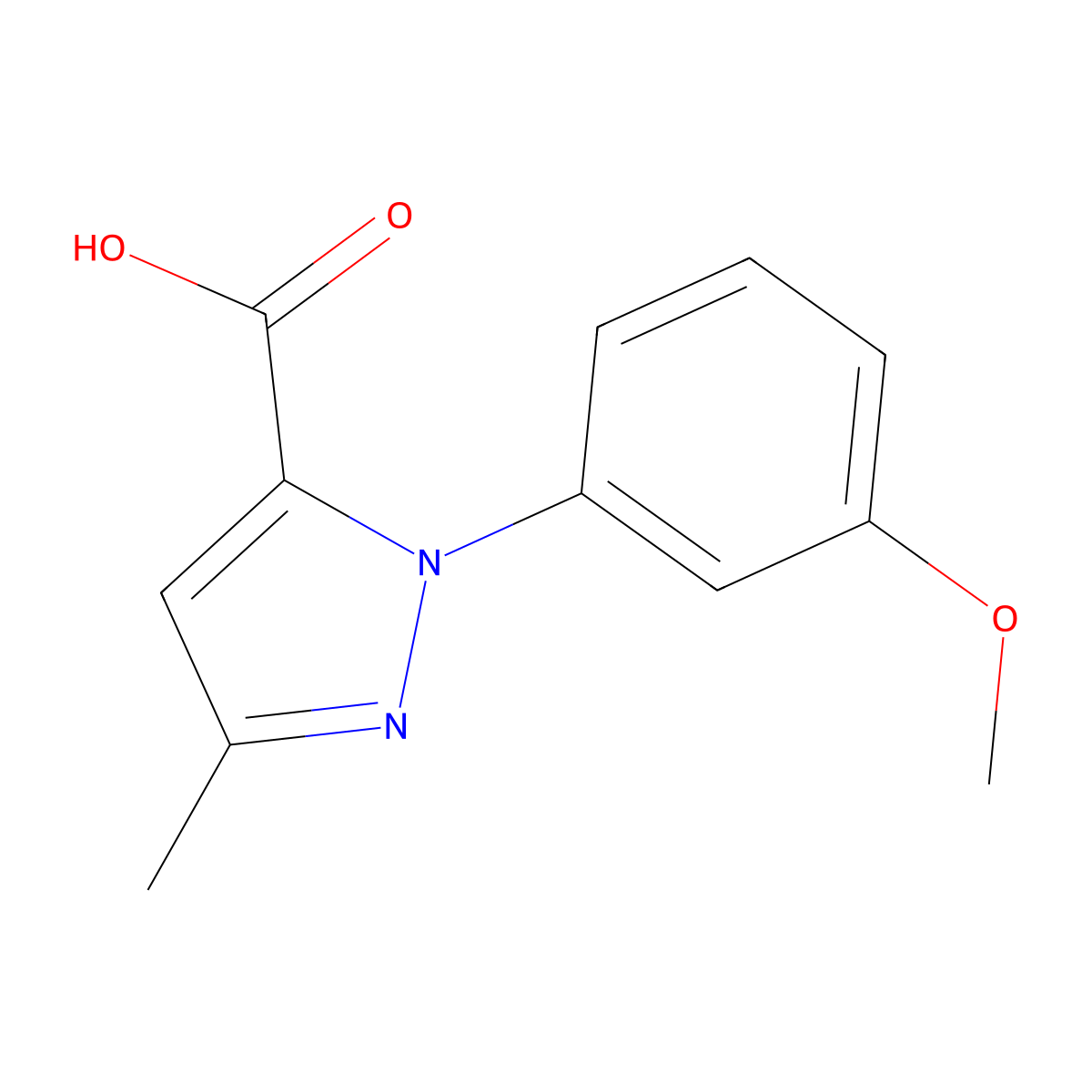 1-(3-Methoxyphenyl)-3-methyl-1H-pyrazole-5-carboxylic acid molecular structure, CAS 1401344-11-3