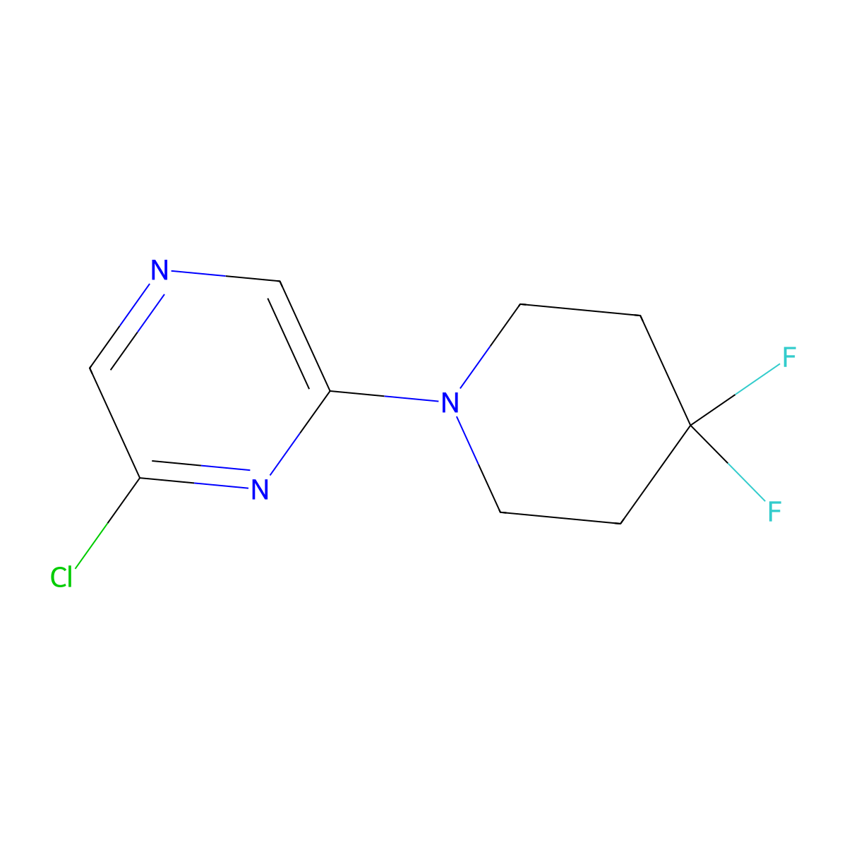 2-Chloro-6-(4,4-difluoropiperidin-1-yl)pyrazine molecular structure, CAS 1401348-38-6