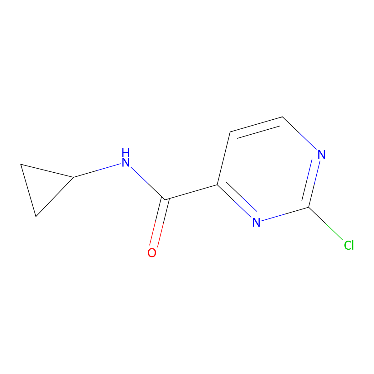 2-chloro-N-cyclopropyl-4-Pyrimidinecarboxamide molecular structure, CAS 1401350-13-7