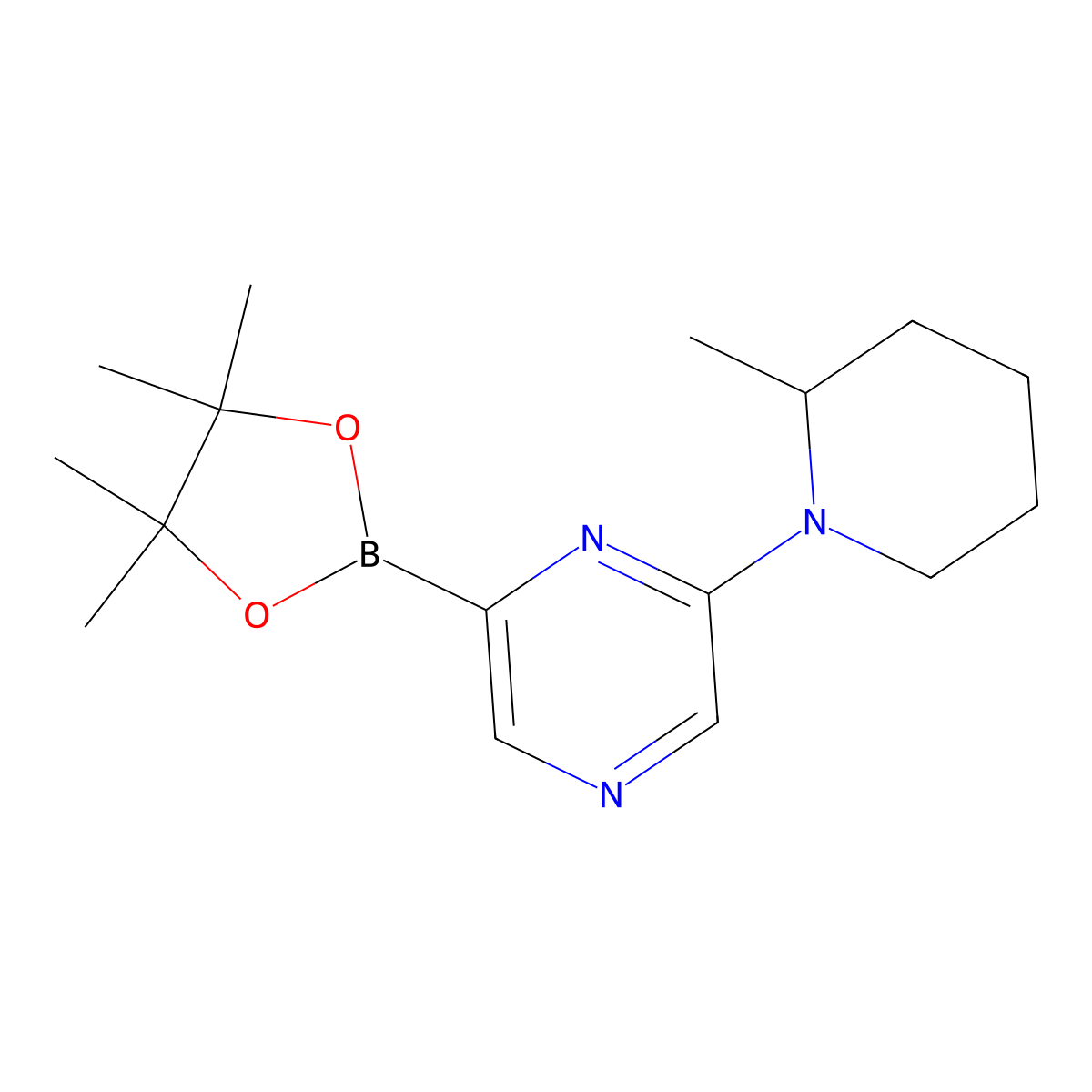 6-(2-Methylpiperidin-1-yl)pyrazine-2-boronic acid pinacol ester molecular structure, CAS 1401350-33-1