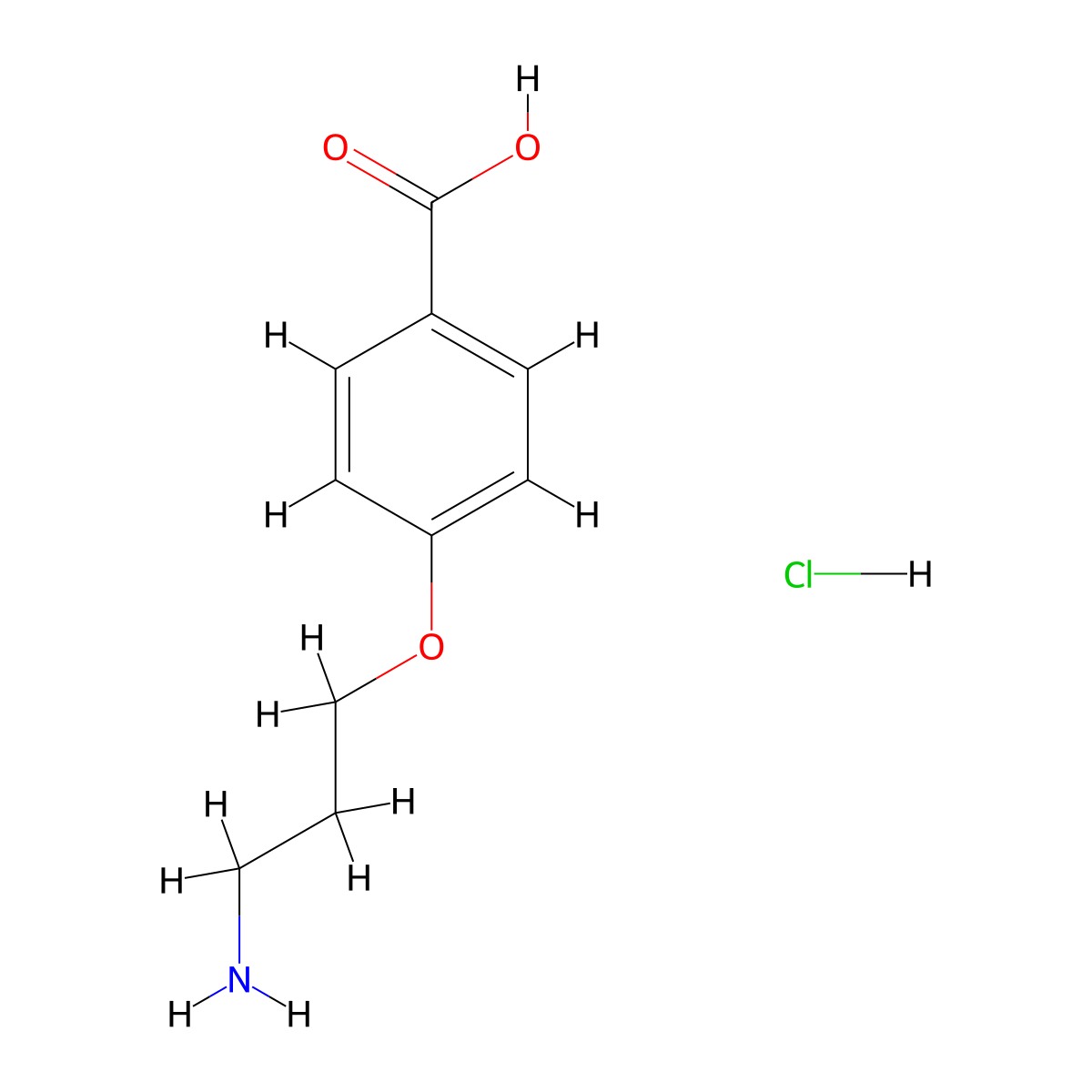 4-(3-aminopropoxy)benzoic acid HCL salt molecular structure, CAS 1401355-80-3