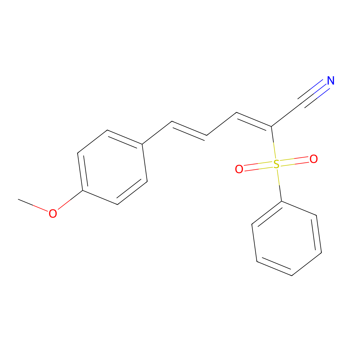 (2E,4E)-2-(benzenesulfonyl)-5-(4-methoxyphenyl)penta-2,4-dienenitrile molecular structure, CAS 140138-86-9