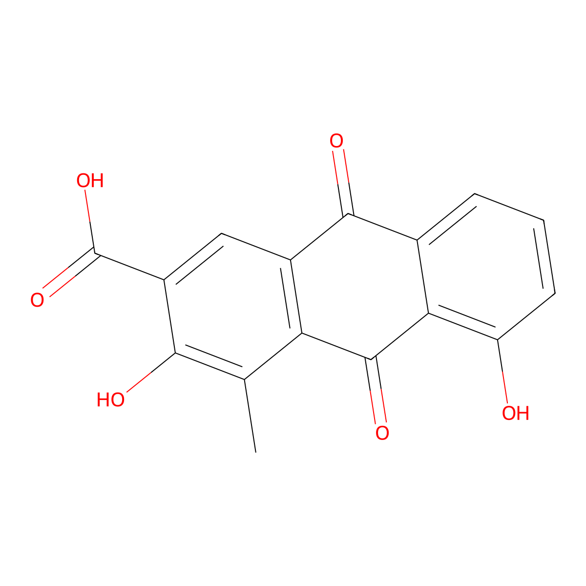 1-Methyl-2,8-dihydroxy-3-carboxy-9,10-anthraquinone molecular structure, CAS 1401414-53-6