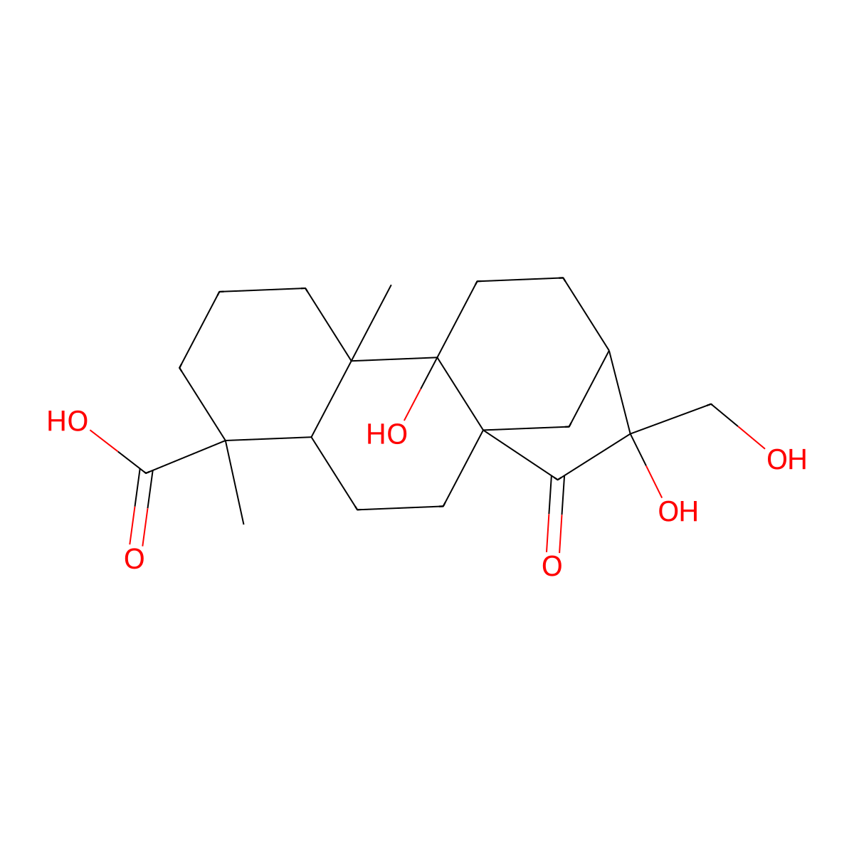 10,14-Dihydroxy-14-(hydroxymethyl)-5,9-dimethyl-15-oxotetracyclo[11.2.1.01,10.04,9]hexadecane-5-carboxylic acid molecular structure, CAS 1401419-90-6