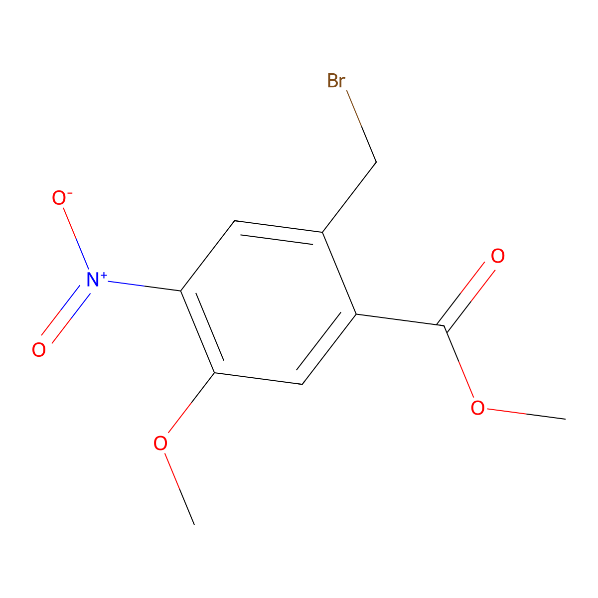 Methyl 2-(bromomethyl)-5-methoxy-4-nitrobenzoate molecular structure, CAS 1401423-54-8