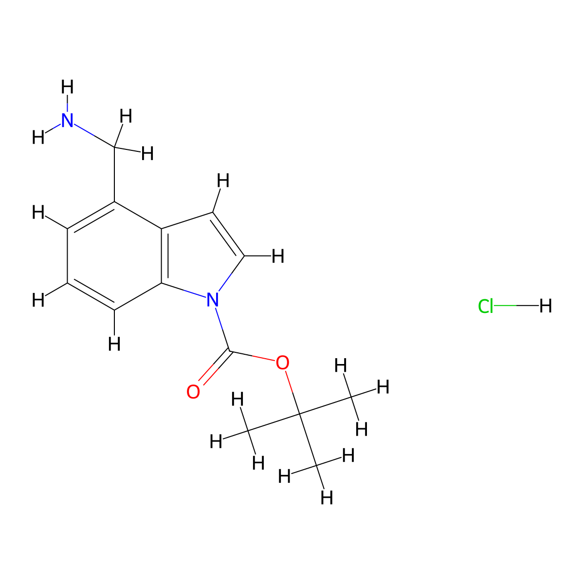 tert-Butyl 4-(aminomethyl)-1H-indole-1-carboxylate hydrochloride molecular structure, CAS 1401425-19-1