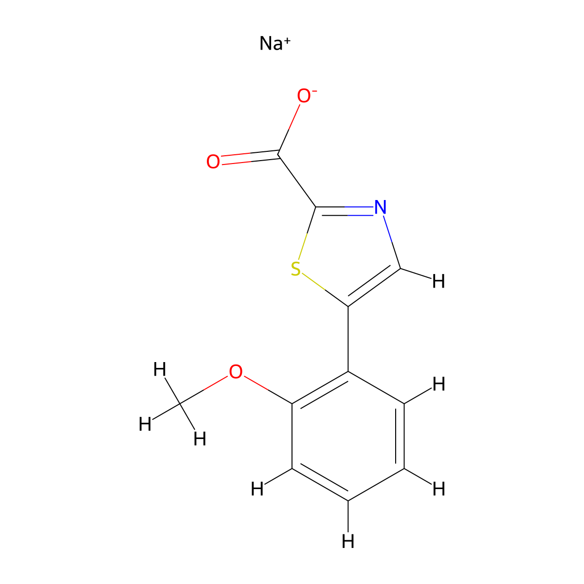 Sodium 5-(2-methoxyphenyl)-1,3-thiazole-2-carboxylate molecular structure, CAS 1401425-24-8