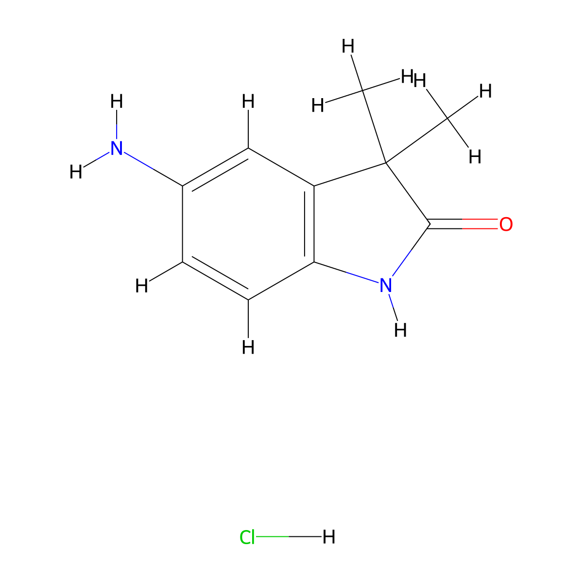 5-Amino-3,3-dimethyl-1,3-dihydro-2H-indol-2-one hydrochloride molecular structure, CAS 1401425-29-3