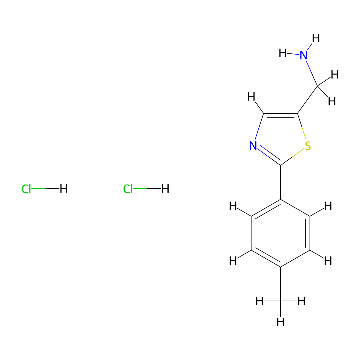 {[2-(4-Methylphenyl)-1,3-thiazol-5-yl]methyl}amine dihydrochloride molecular structure, CAS 1401425-34-0