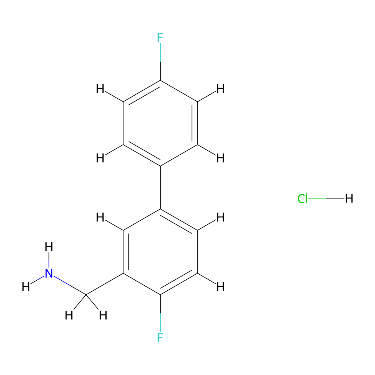 (4,4'-Difluoro[1,1'-biphenyl]-3-yl)methanamine hydrochloride molecular structure, CAS 1401425-38-4