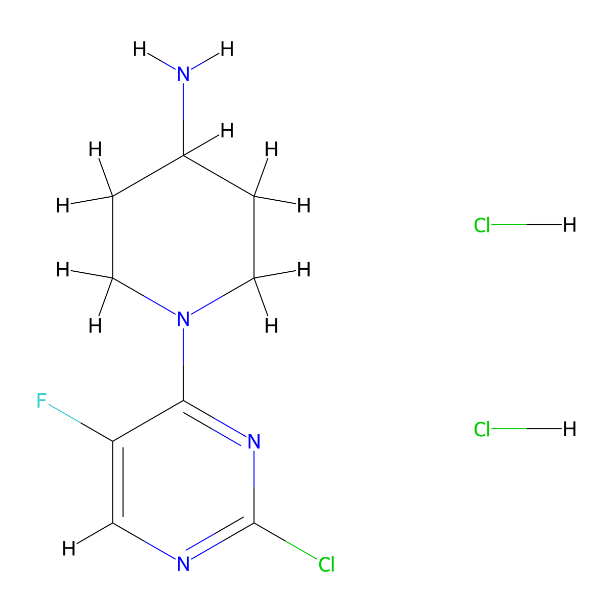 1-(2-Chloro-5-fluoropyrimidin-4-yl)piperidin-4-amine dihydrochloride molecular structure, CAS 1401425-40-8