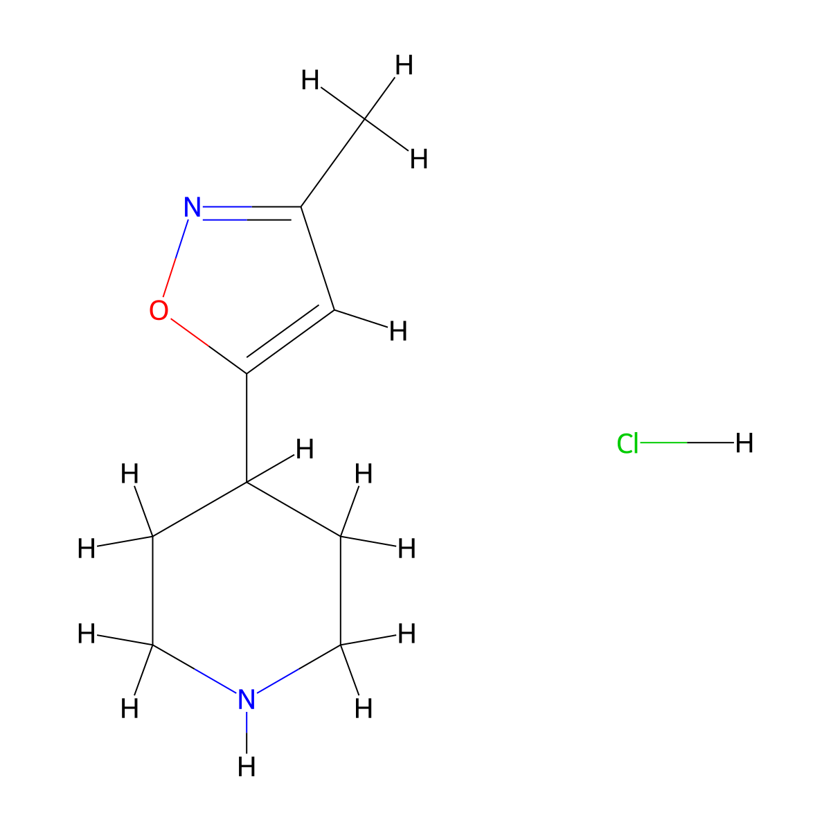 3-Methyl-5-(piperidin-4-yl)isoxazole hydrochloride molecular structure, CAS 1401425-44-2