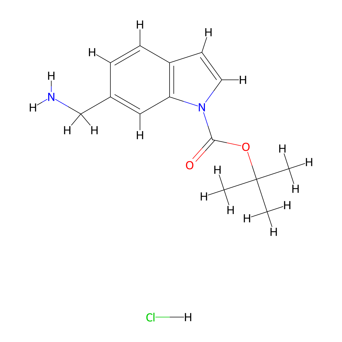 tert-Butyl 6-(aminomethyl)-1H-indole-1-carboxylate hydrochloride molecular structure, CAS 1401425-66-8