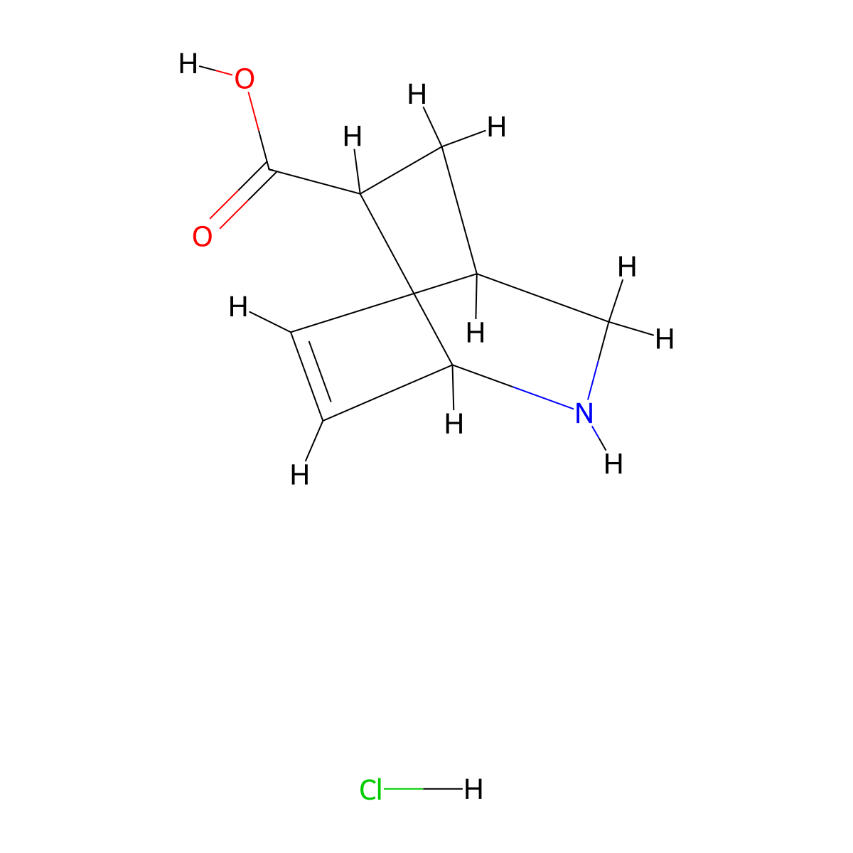 2-Azabicyclo[2.2.2]oct-7-ene-6-carboxylic acid hydrochloride molecular structure, CAS 1401425-80-6