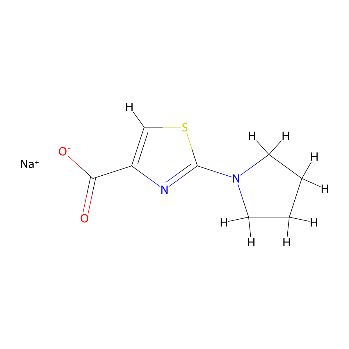 Sodium 2-pyrrolidin-1-yl-1,3-thiazole-4-carboxylate molecular structure, CAS 1401425-87-3