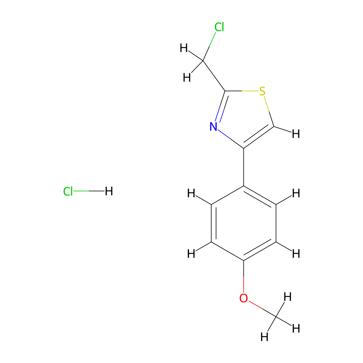 2-(Chloromethyl)-4-(4-methoxyphenyl)-1,3-thiazole hydrochloride molecular structure, CAS 1401425-90-8