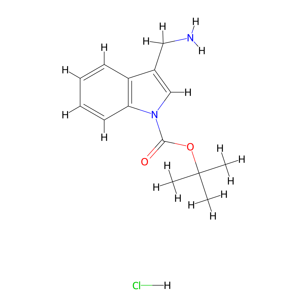 tert-Butyl 3-(aminomethyl)-1H-indole-1-carboxylate hydrochloride molecular structure, CAS 1401425-95-3