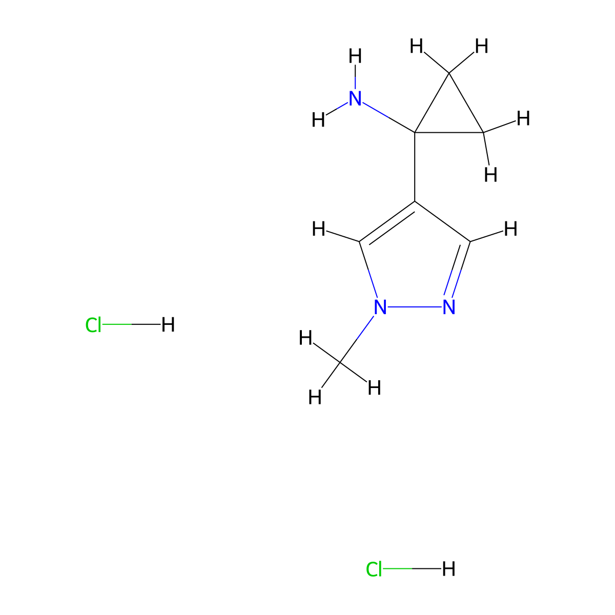 1-(1-Methyl-1H-pyrazol-4-yl)cyclopropanamine dihydrochloride molecular structure, CAS 1401426-05-8