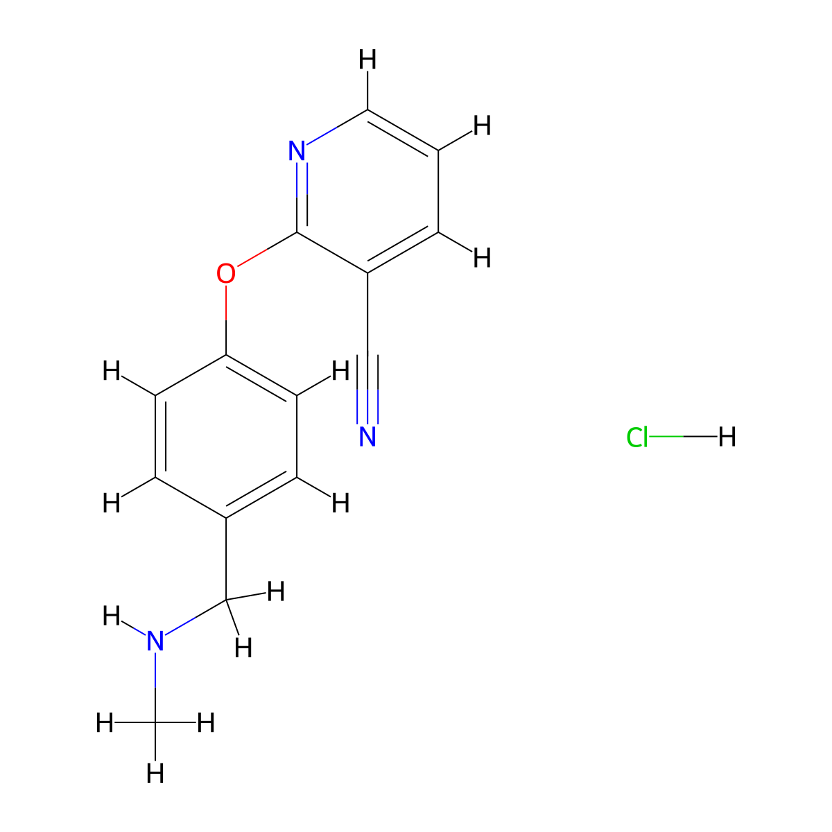 2-{4-[(Methylamino)methyl]phenoxy}-nicotinonitrile hydrochloride molecular structure, CAS 1401426-11-6