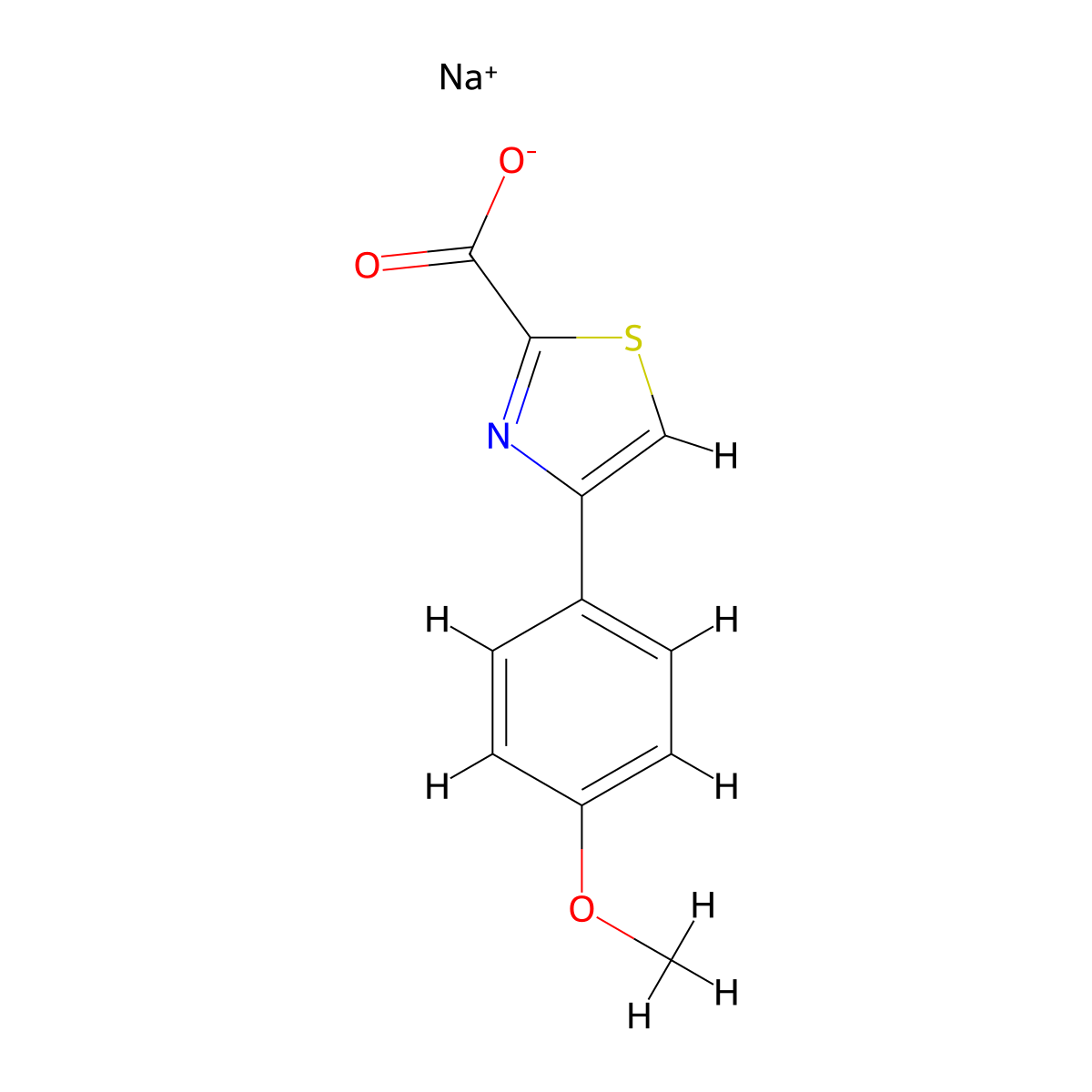 Sodium 4-(4-methoxyphenyl)-1,3-thiazole-2-carboxylate molecular structure, CAS 1401426-21-8