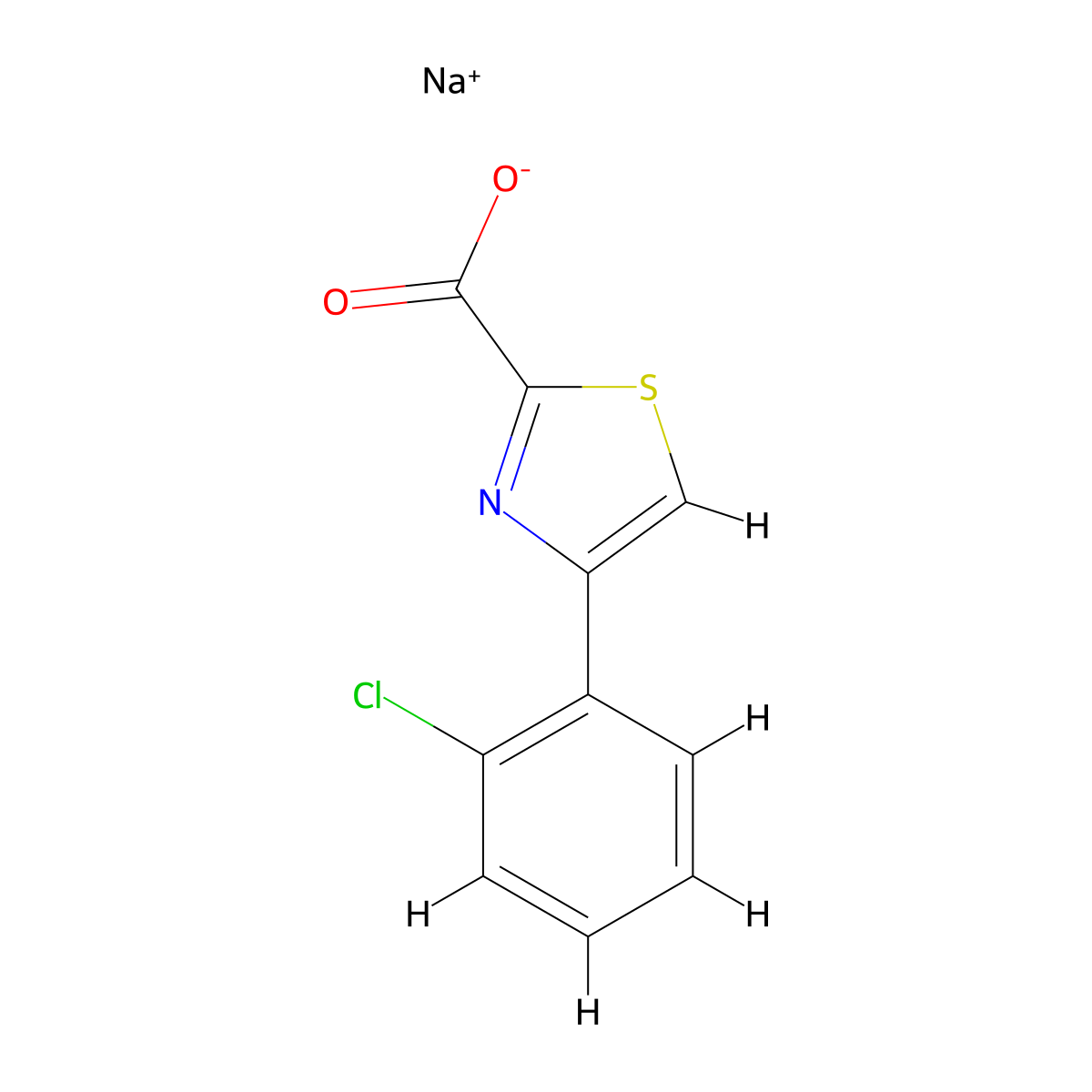 Sodium 4-(2-chlorophenyl)-1,3-thiazole-2-carboxylate molecular structure, CAS 1401426-24-1