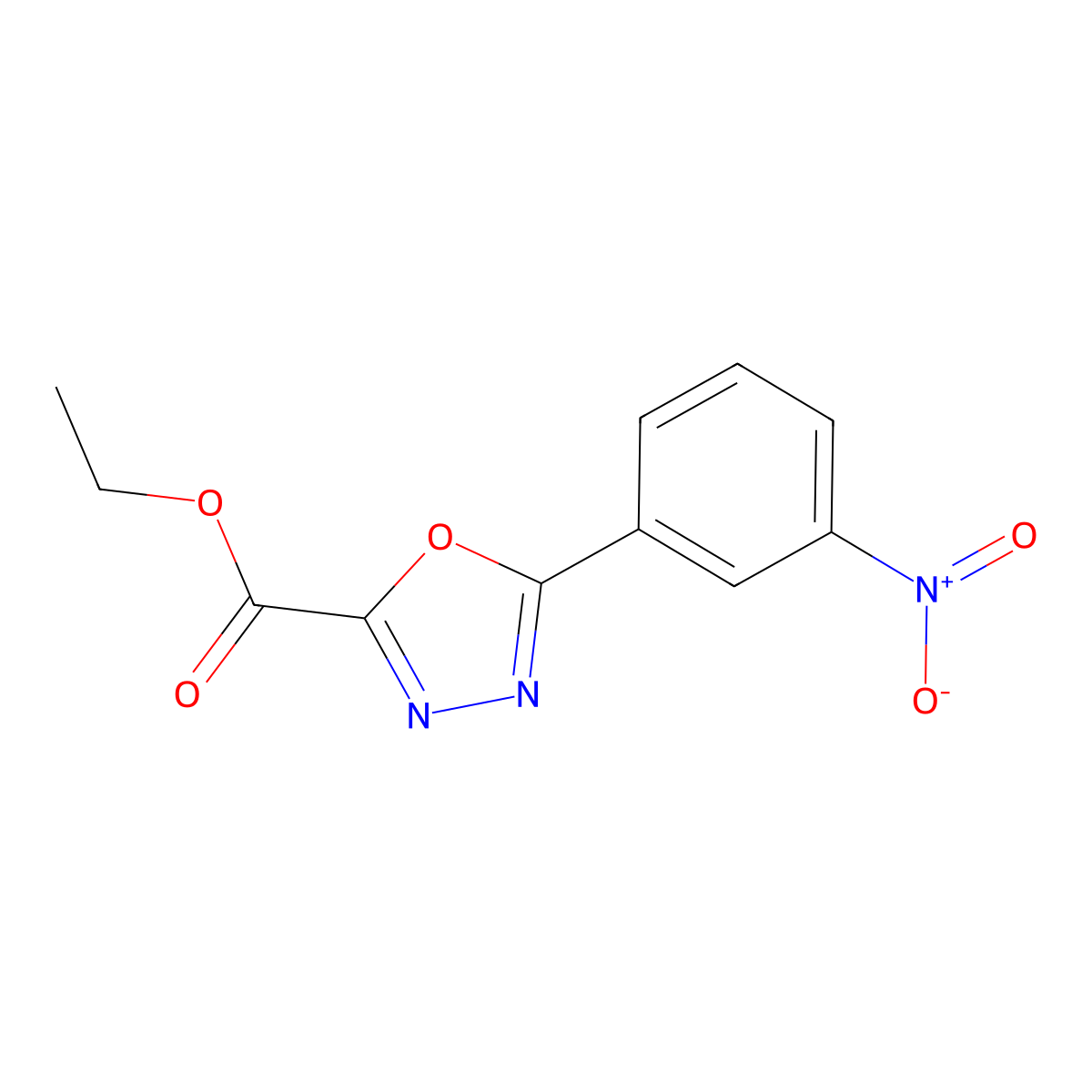 Ethyl 5-(3-nitrophenyl)-1,3,4-oxadiazole-2-carboxylate molecular structure, CAS 1401521-92-3