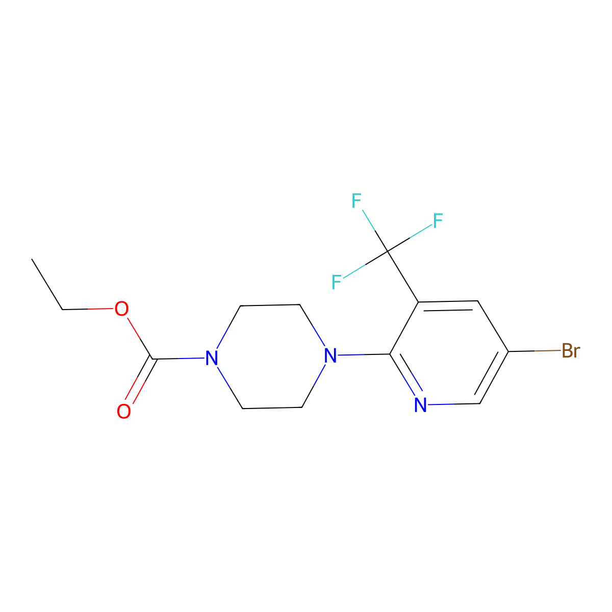 4-(5-Bromo-3-trifluoromethyl-pyridin-2-yl)-piperazine-1-carboxylic acid ethyl ester molecular structure, CAS 1401522-00-6