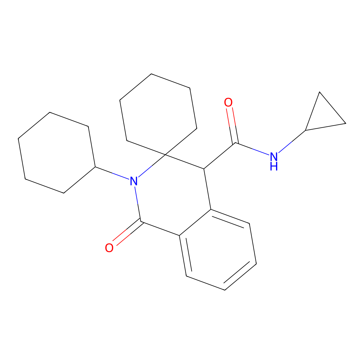 2'-cyclohexyl-N-cyclopropyl-1'-oxo-1',4'-dihydro-2'H-spiro[cyclohexane-1,3'-isoquinoline]-4'-carboxamide molecular structure, CAS 1401529-26-7