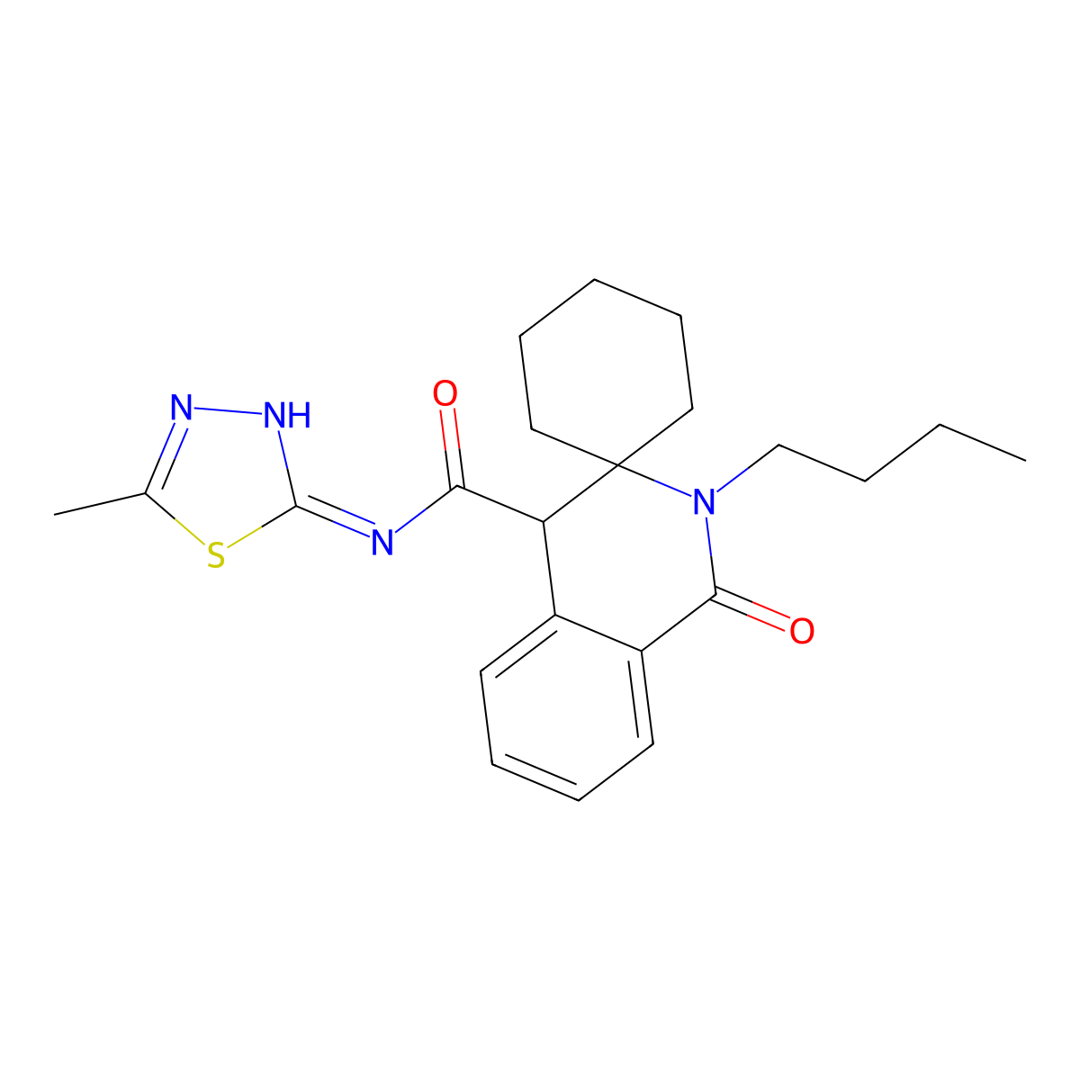2'-butyl-N-(5-methyl-1,3,4-thiadiazol-2-yl)-1'-oxo-1',4'-dihydro-2'H-spiro[cyclohexane-1,3'-isoquinoline]-4'-carboxamide molecular structure, CAS 1401529-30-3