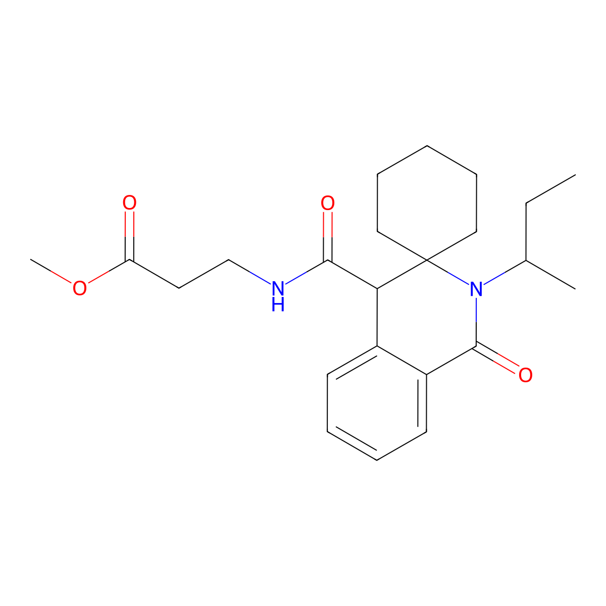 methyl N-{[2'-(butan-2-yl)-1'-oxo-1',4'-dihydro-2'H-spiro[cyclohexane-1,3'-isoquinolin]-4'-yl]carbonyl}-beta-alaninate molecular structure, CAS 1401529-52-9