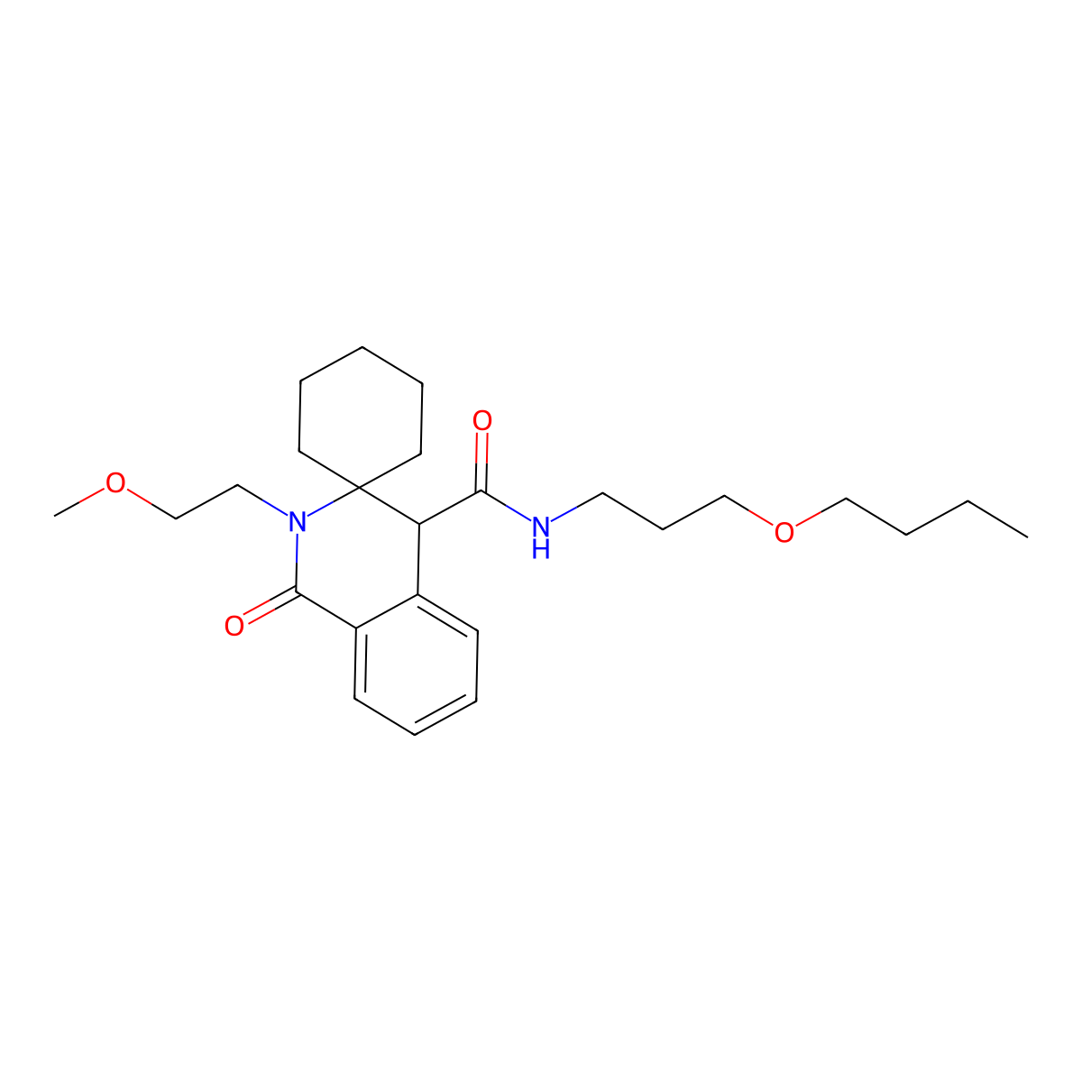 N-(3-butoxypropyl)-2'-(2-methoxyethyl)-1'-oxo-1',4'-dihydro-2'H-spiro[cyclohexane-1,3'-isoquinoline]-4'-carboxamide molecular structure, CAS 1401529-56-3