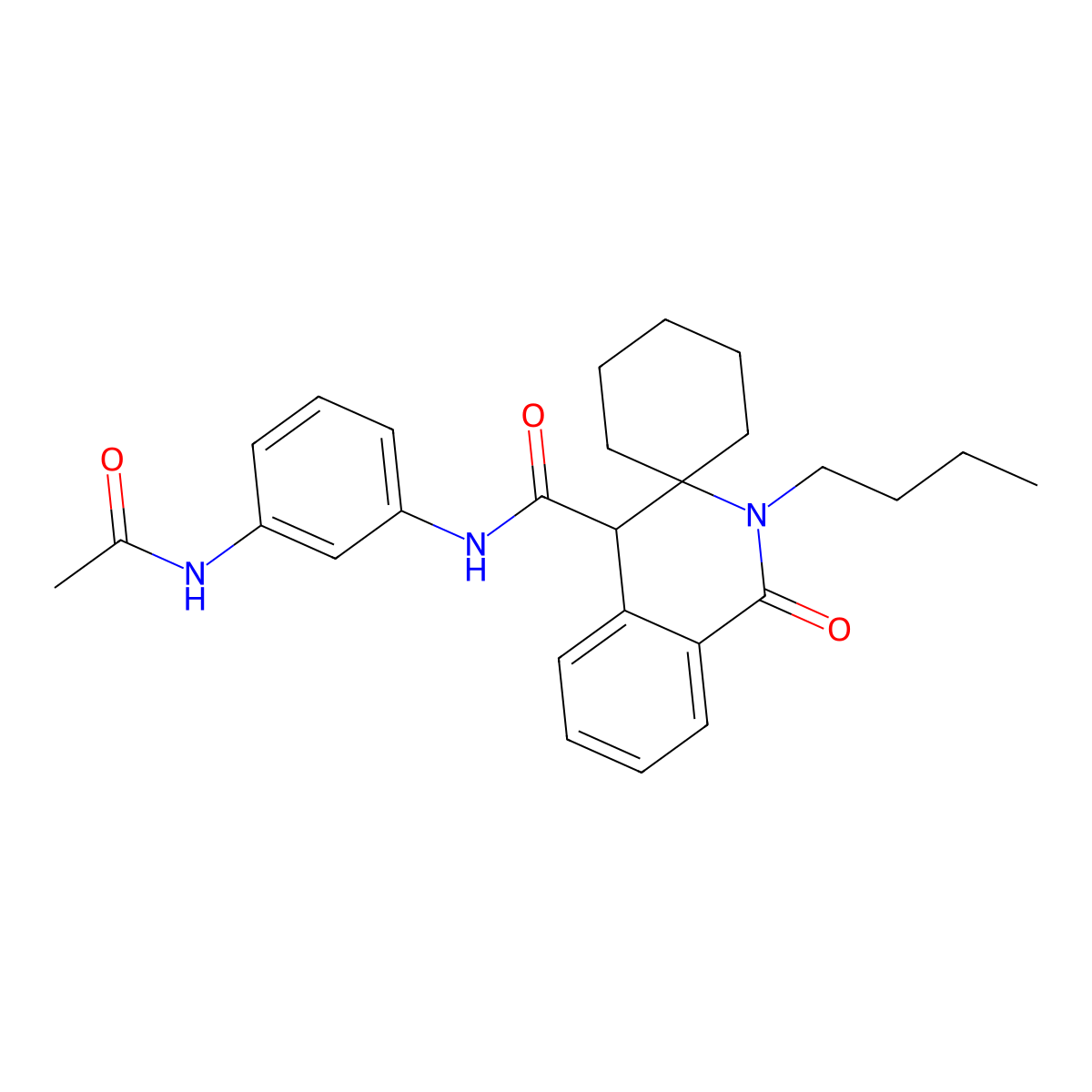 N-(3-acetamidophenyl)-2'-butyl-1'-oxo-2',4'-dihydro-1'H-spiro[cyclohexane-1,3'-isoquinoline]-4'-carboxamide molecular structure, CAS 1401529-65-4