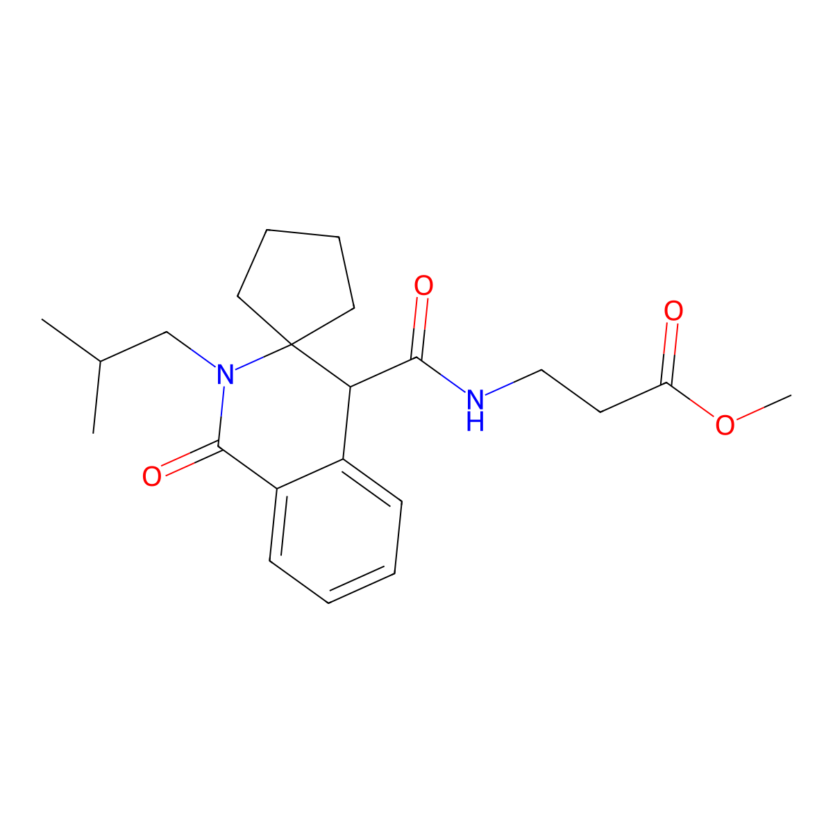 methyl N-{[2'-(2-methylpropyl)-1'-oxo-1',4'-dihydro-2'H-spiro[cyclopentane-1,3'-isoquinolin]-4'-yl]carbonyl}-beta-alaninate molecular structure, CAS 1401529-66-5