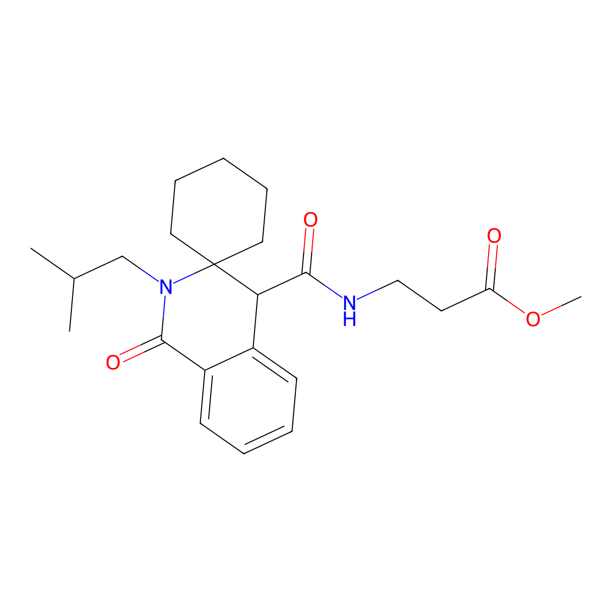 methyl N-{[2'-(2-methylpropyl)-1'-oxo-1',4'-dihydro-2'H-spiro[cyclohexane-1,3'-isoquinolin]-4'-yl]carbonyl}-beta-alaninate molecular structure, CAS 1401529-70-1