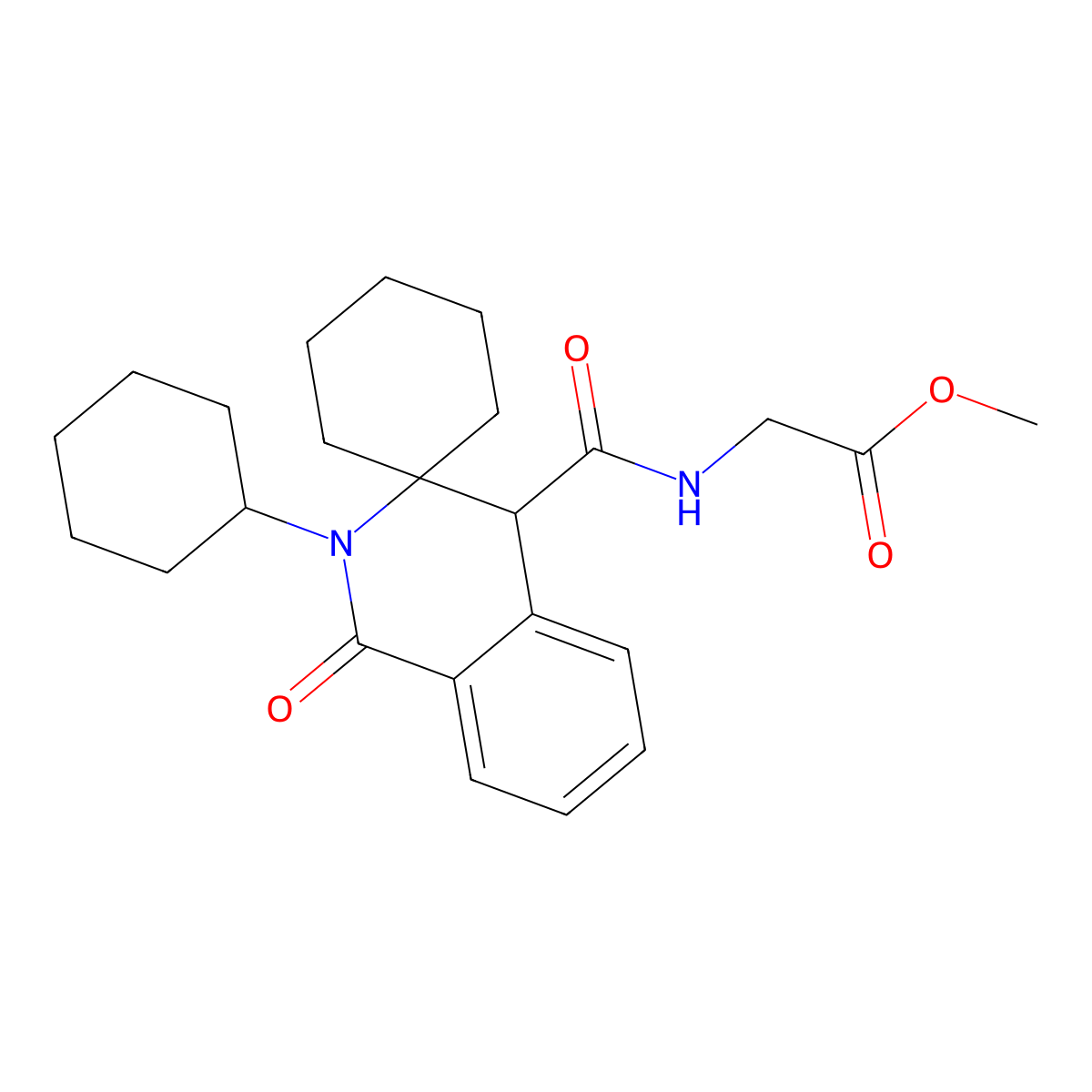 methyl 2-(2'-cyclohexyl-1'-oxo-2',4'-dihydro-1'H-spiro[cyclohexane-1,3'-isoquinolin]-4'-ylcarboxamido)acetate molecular structure, CAS 1401529-75-6